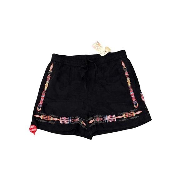 Johnny Was Sascha Embroidered Black Shorts NWT Size S Boho Festival Cupra Blend - Picture 5 of 10